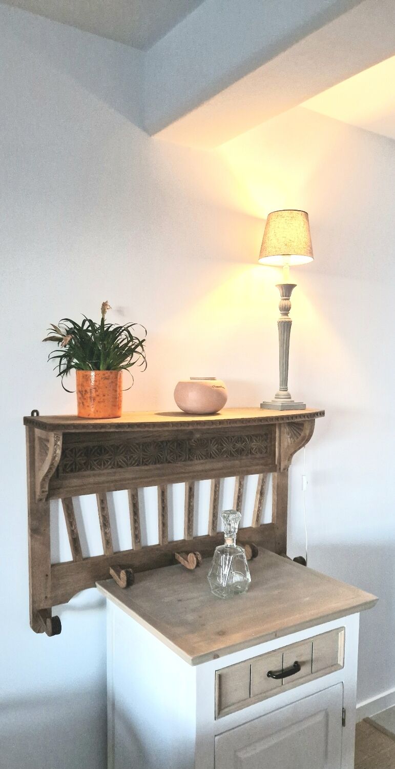 Old carved wood wall shelf