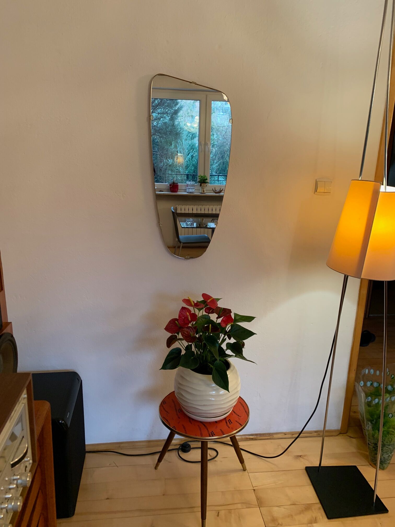 1960s asymmetrical mirror 35x78cm