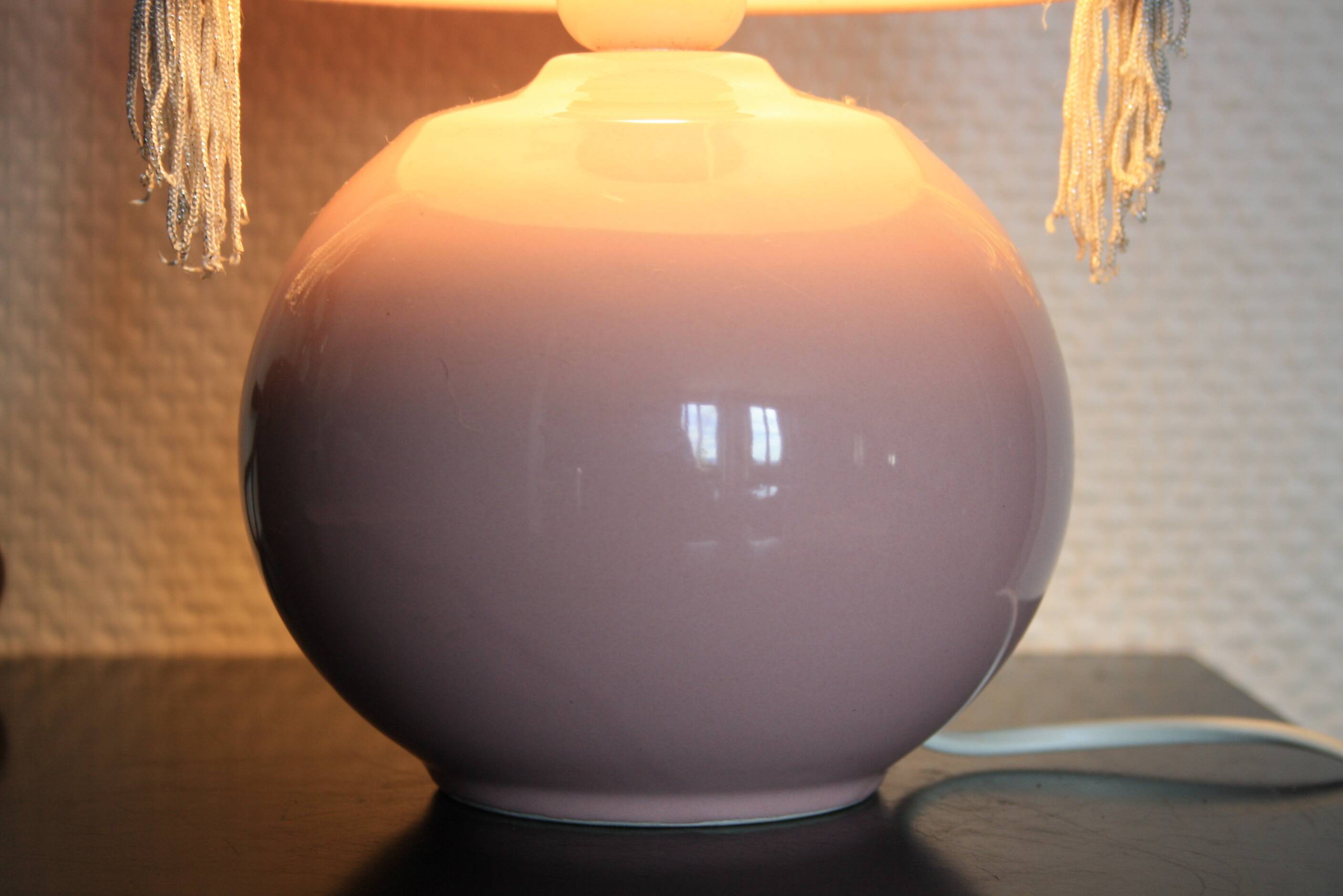 Pink ceramic ball lamp