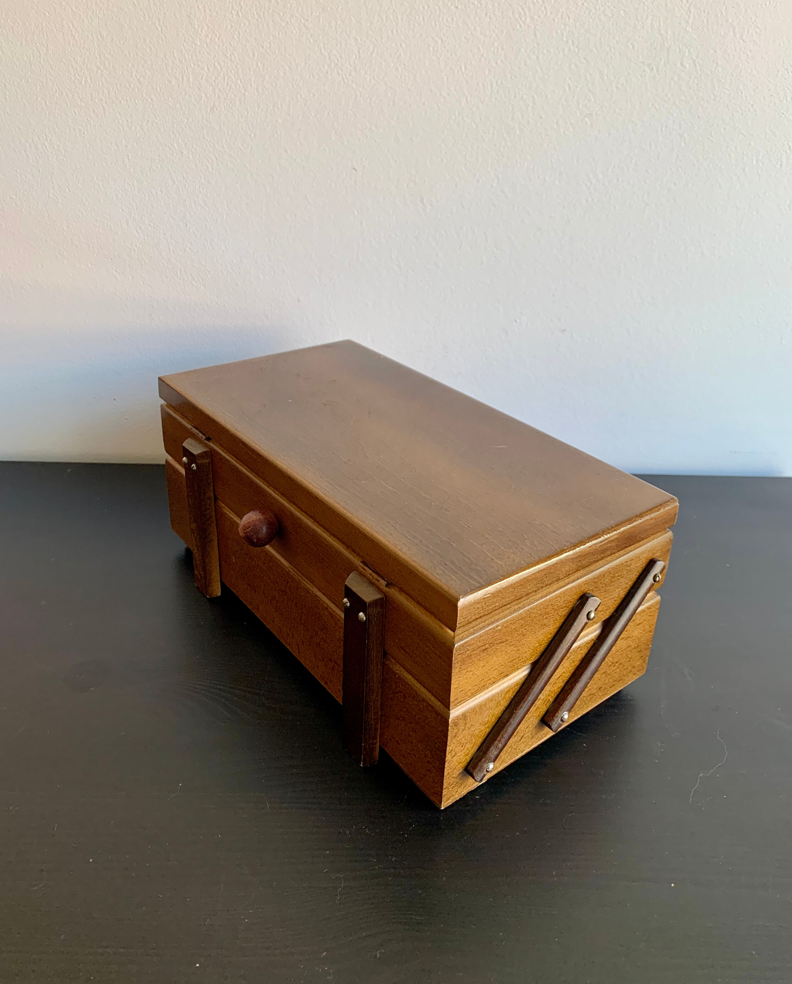 Wooden sewing basket, 1960s