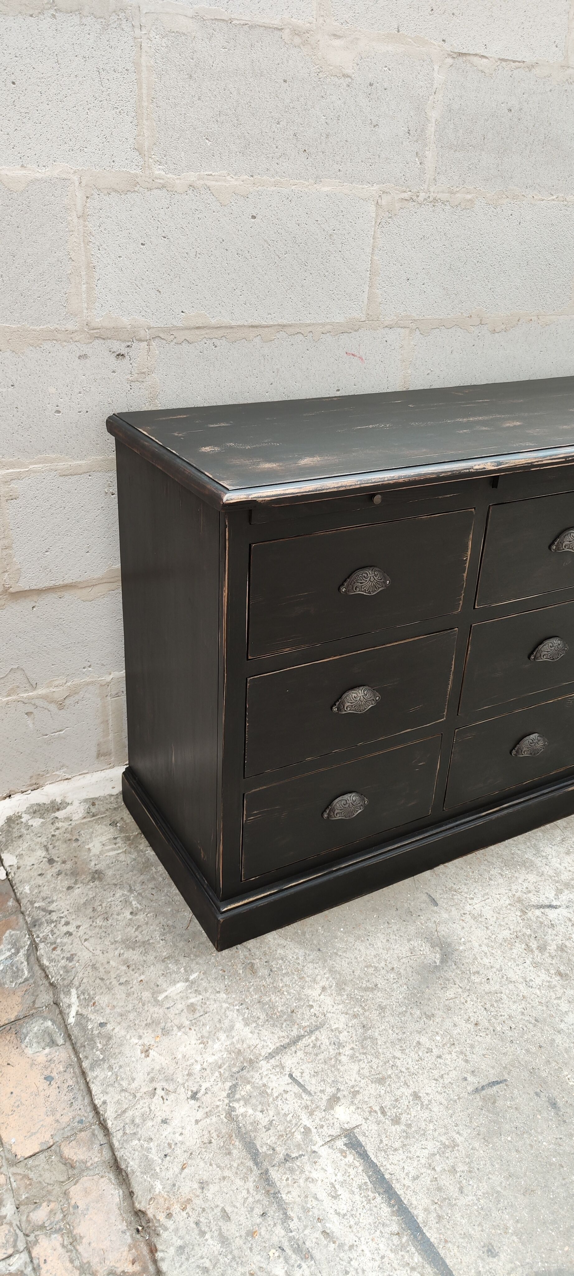 Furniture of trade nine drawers three shelves patina black