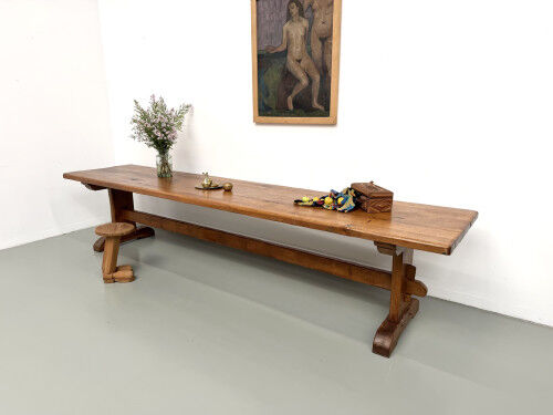 Monastery table in solid oak, 350 cm, circa 1900.