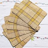 Suite of 6 placemats in woven raffia 70s