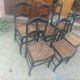 Set of 6 Napoleon III period chairs in blackened wood and caning
