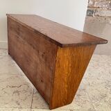 Vintage solid oak geometric wall shelf