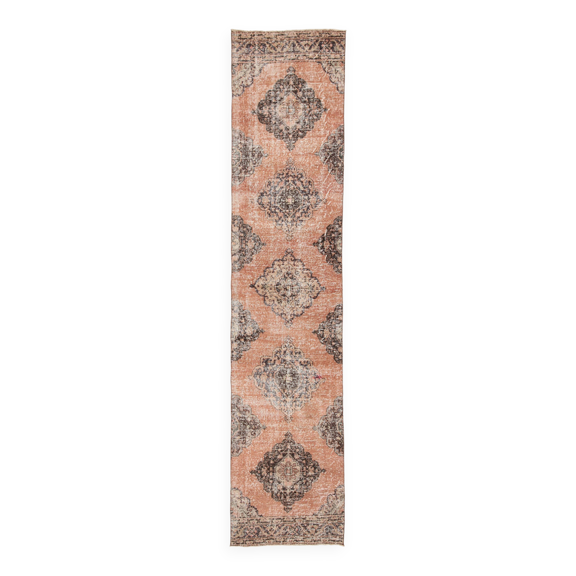3x12 Brunt Red & Brown Vintage Runner Rug, 88x382Cm