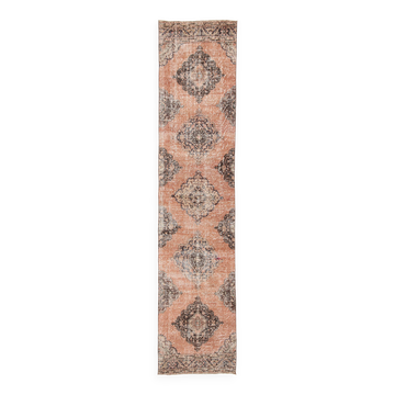 Tapis de couloir vintage Brunt rouge et marron 3x12, 88x382 cm