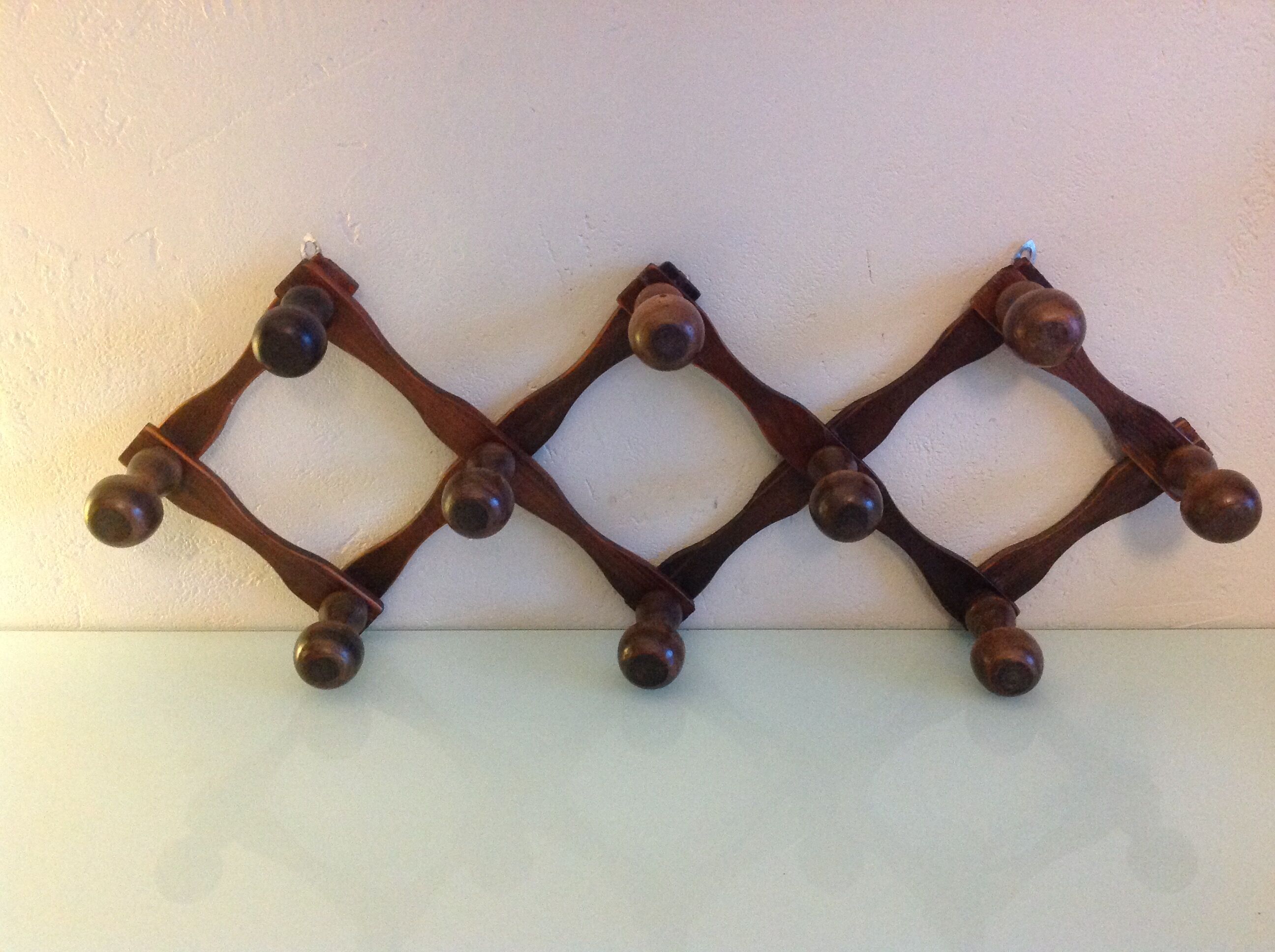 Ten-headed accordion coat holder / vintage 60s-70s