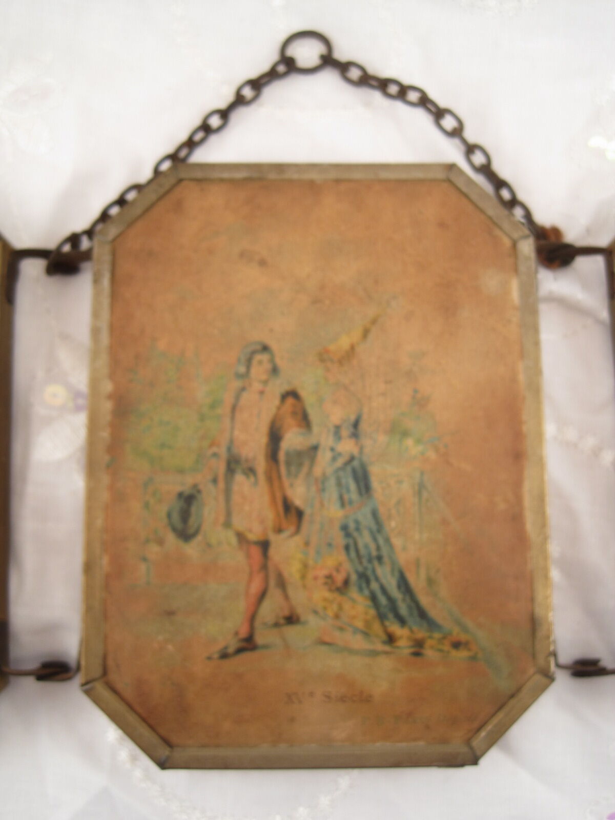 Triptych mirror of travel pocket lithographs p.b paris deposited around 1900