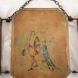 Triptych mirror of travel pocket lithographs p.b paris deposited around 1900