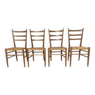 set of 4 Italian rattan chairs from the 60s