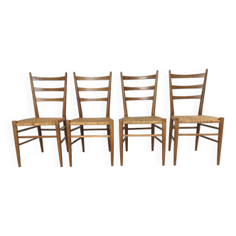 lot 4 chaises italien  rotin année 60