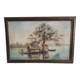 Old oil painting representing a landscape