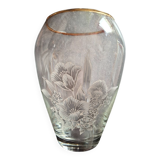 Large engraved crystal vase