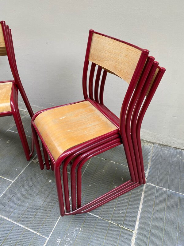 Chaises vintage d’écolier métal et bois taille adulte