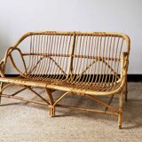 Vintage rattan bench