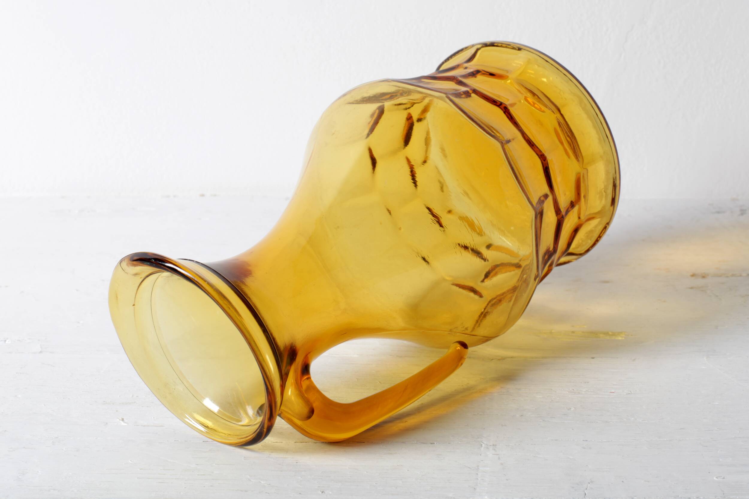 Rare Vintage Designer Italian Amber Glass Pitcher / Mid-century Jug / Italy