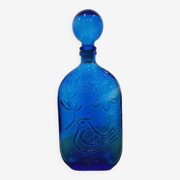 XXL cobalt blue bottle with embossed bird