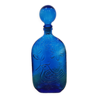 XXL cobalt blue bottle with embossed bird