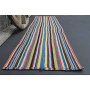 1970s Vintage Turkish Oushak Handmade Wool Cotton Blue Runner Rug 56x229