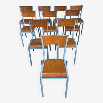 10 chaises d'école 1960 industrielle école vintage collectivités Mullca gaston cavaillon
