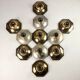 Suite of 11 octagonal brass sconces by Motoko Ishii