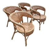 Set of 4 rattan armchairs