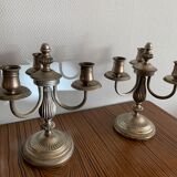 Pair of candlestick 3 branches in tin