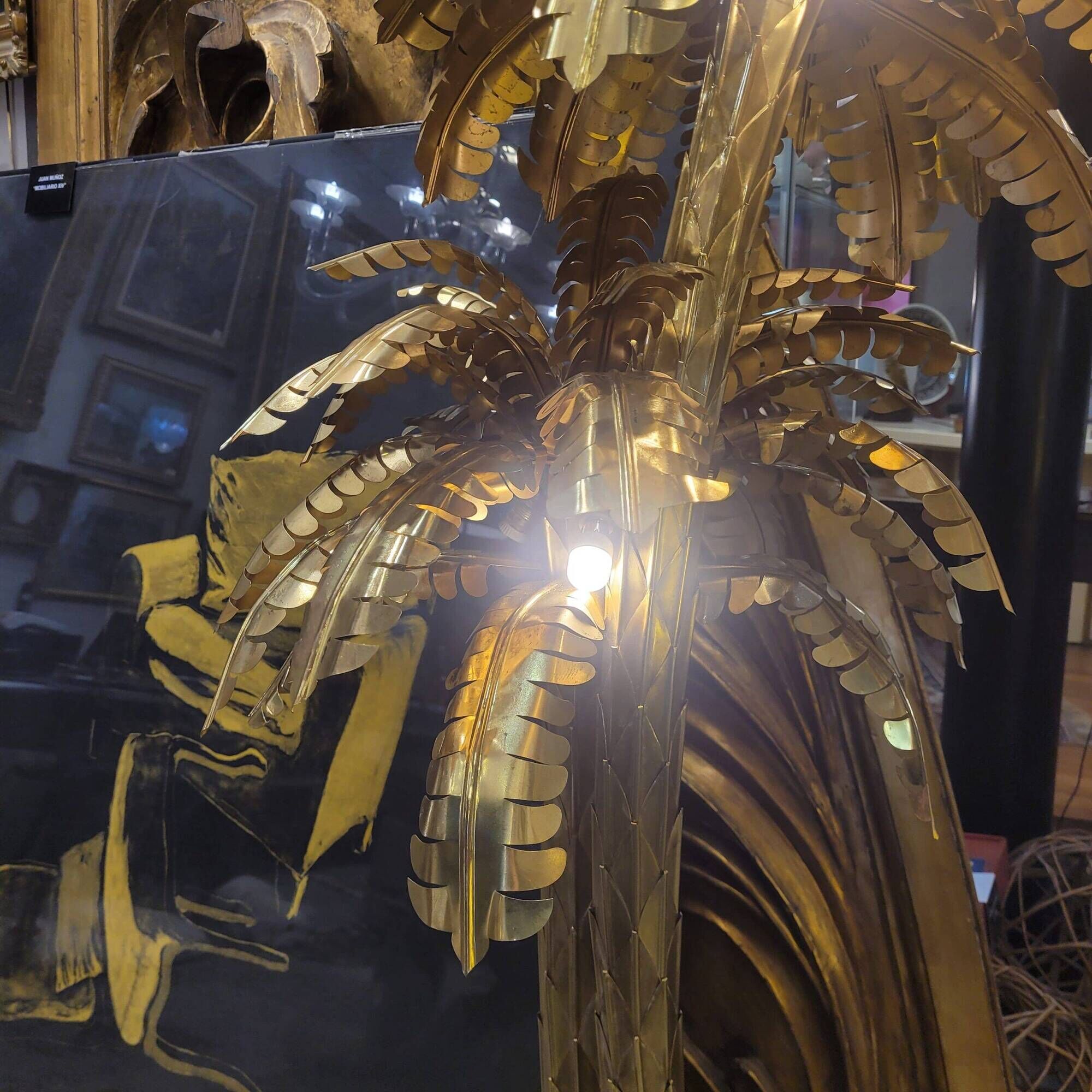 "Palm Trees" floor lamp, Christian Techoueyres for Maison Jansen, gilded brass, 1970s – France
