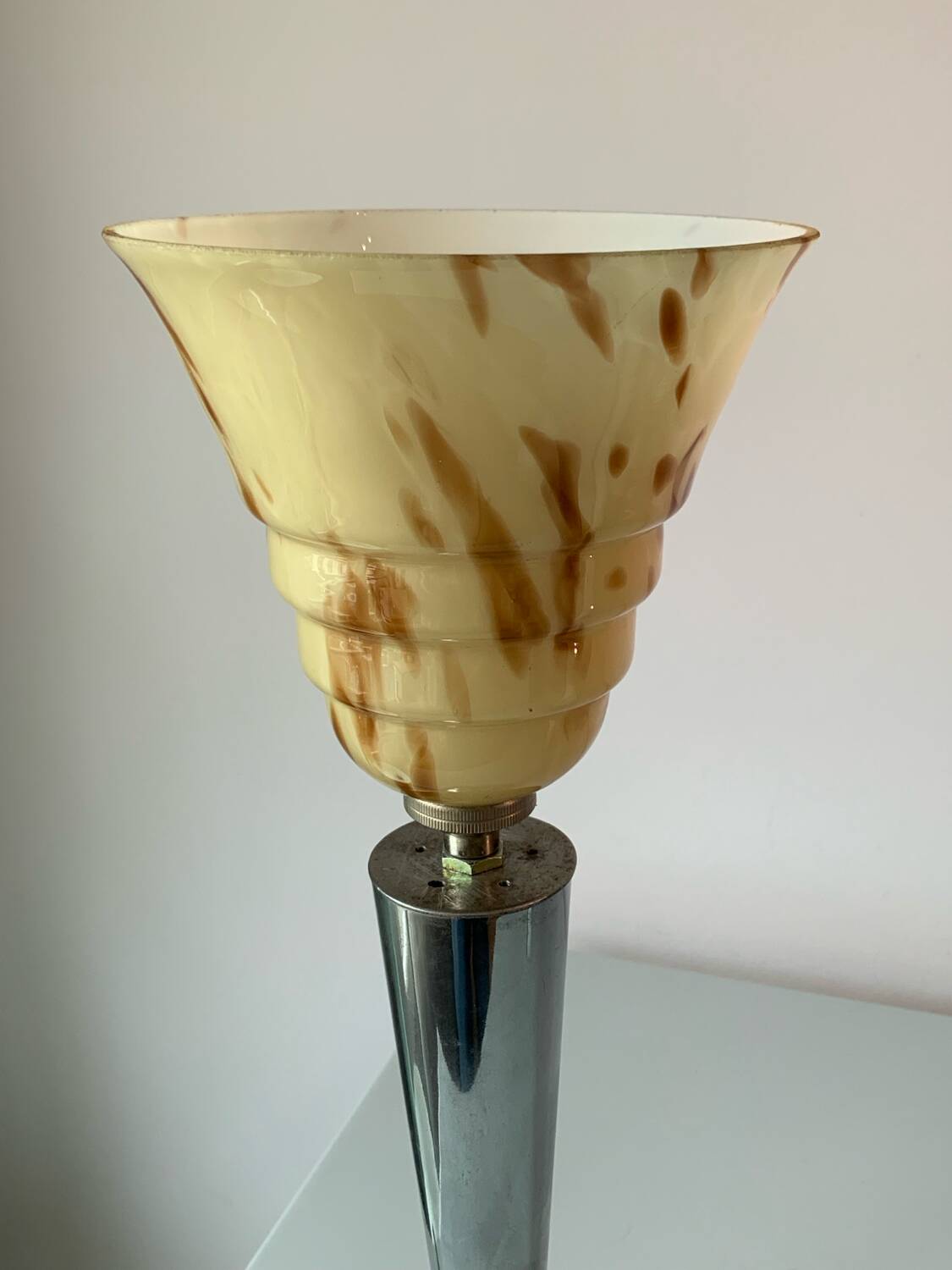 Silver bronze art deco table lamp