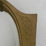 Oval gold mirror with faceted edge, 1950s