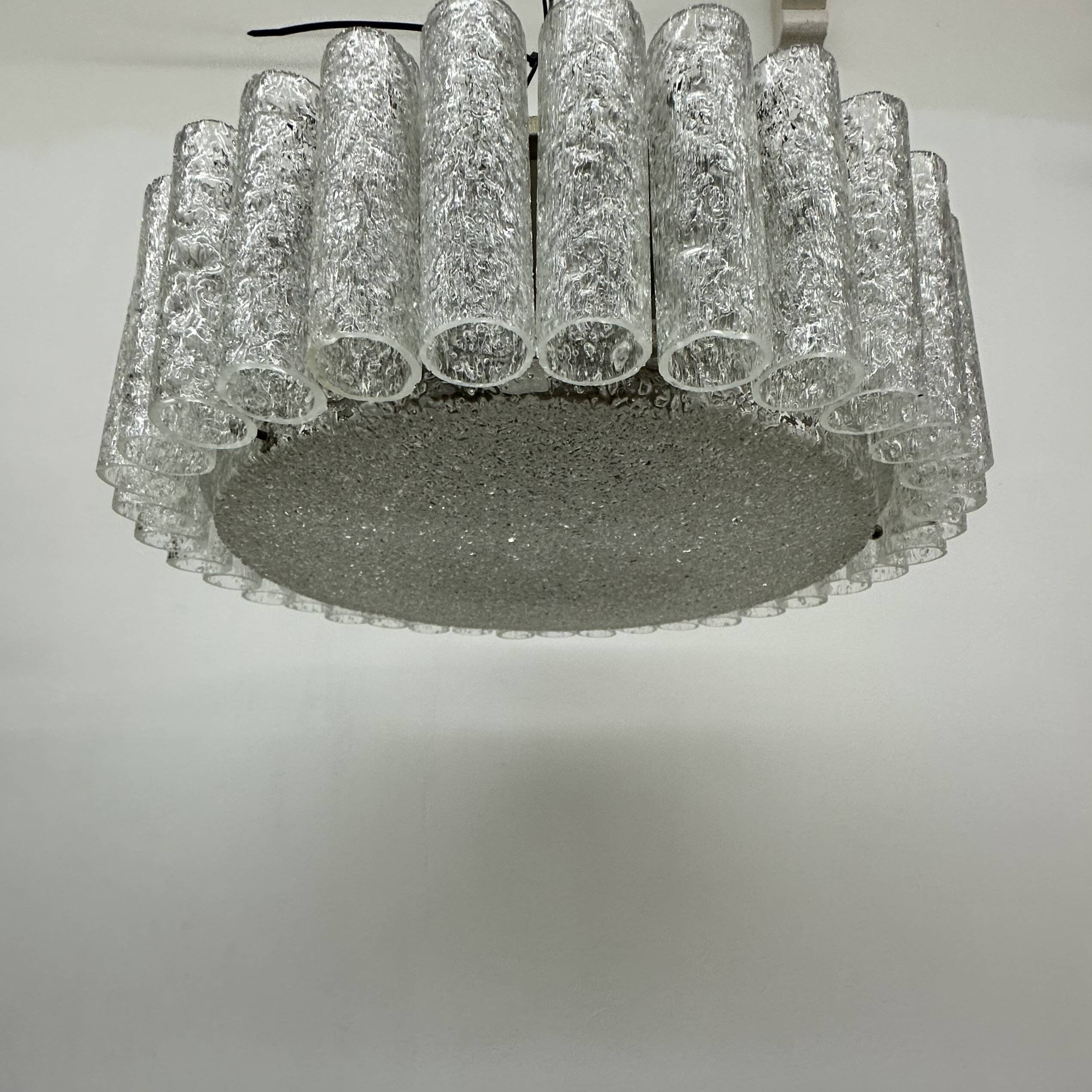 Glass Tubes Chandelier Flush mount from Doria Leuchten, 1960s