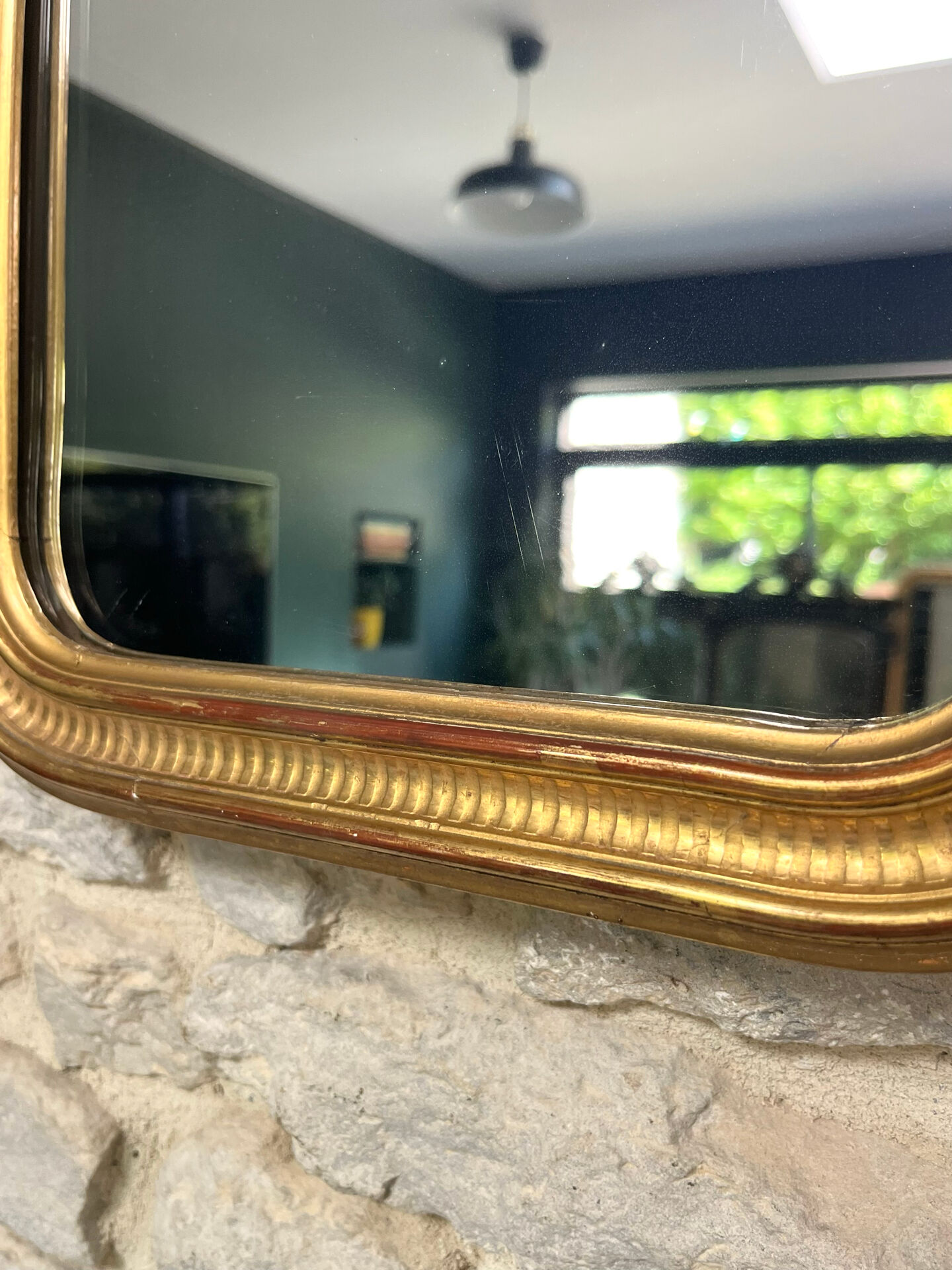 Louis-Philippe mirror gilded with gold leaf 37.5/31.5cm mercury glass
