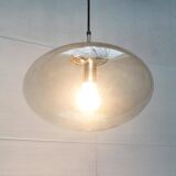 Suspended UFO-shaped glass luminaires in mid-century German Space Age style, set of 3.