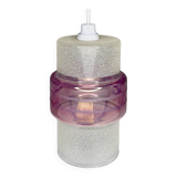 Vintage white and mauve pink frosted glass pendant lamp