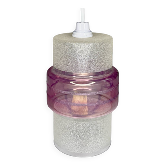 Vintage white and mauve pink frosted glass pendant lamp