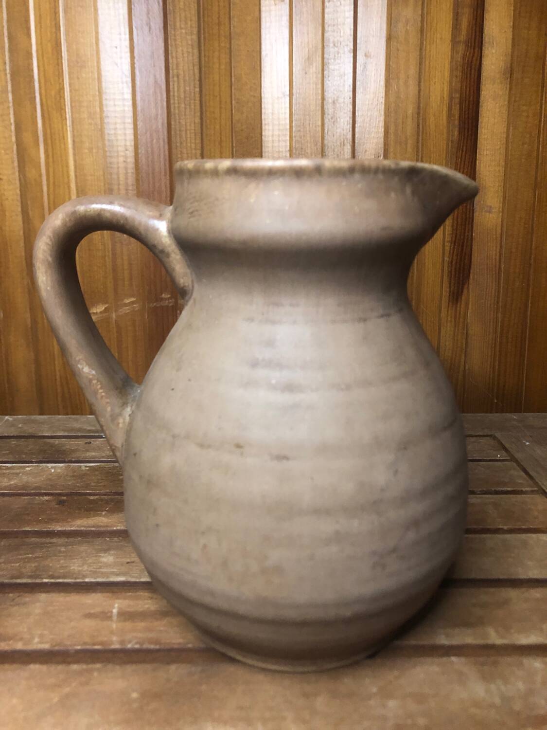 Old Vintage Beige Ceramic Pitcher