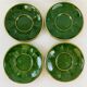 Bistro Coffee Service Cups Saucers and Green Faceted Milk Jug