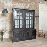 Display cabinet in patinated wood