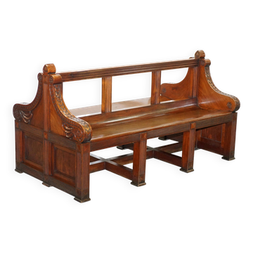 Victorian Double-Faced Carved Walnut Gallery Bench