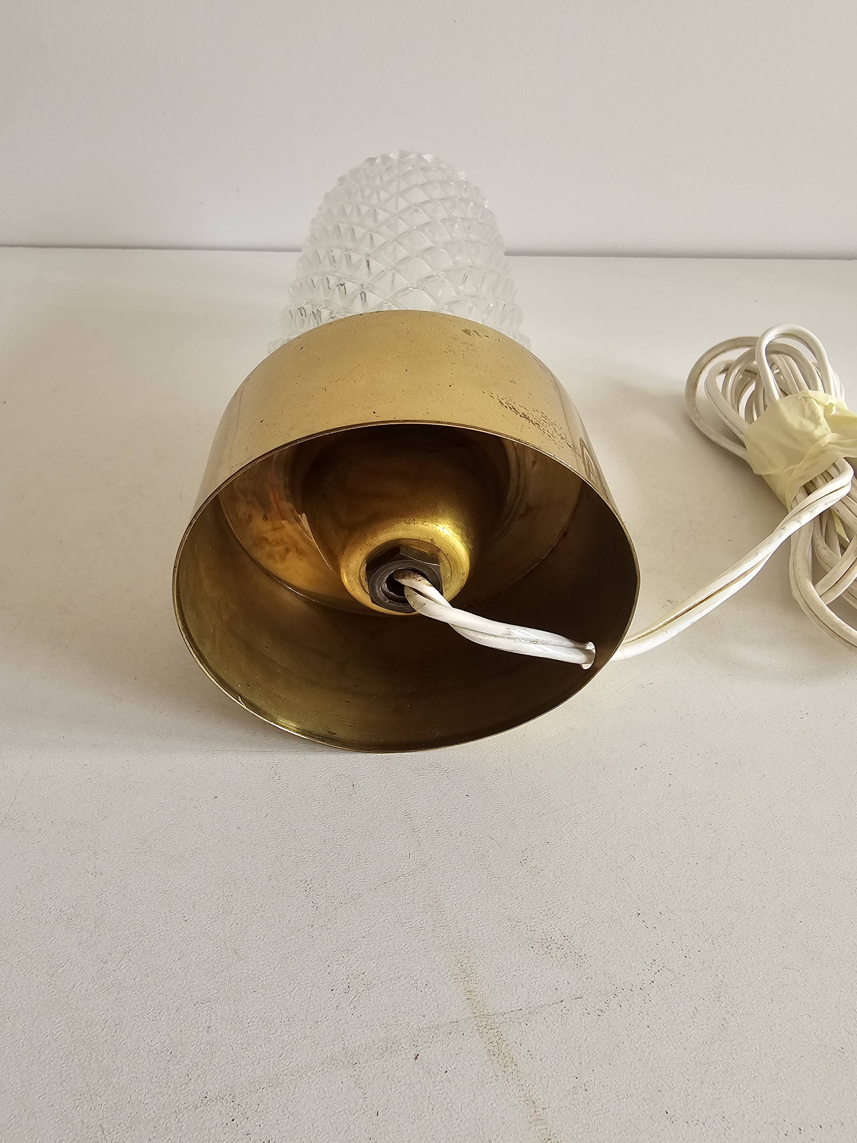 Table lamp made of glass and brass - 1970s