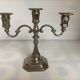 Large silver-plated metal three-light candlestick