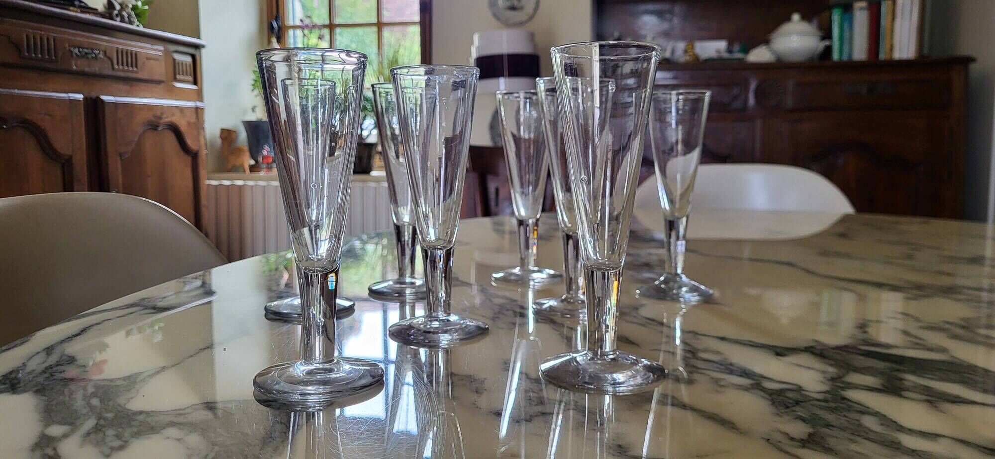8 flûtes à champagne en cristal - XIXème