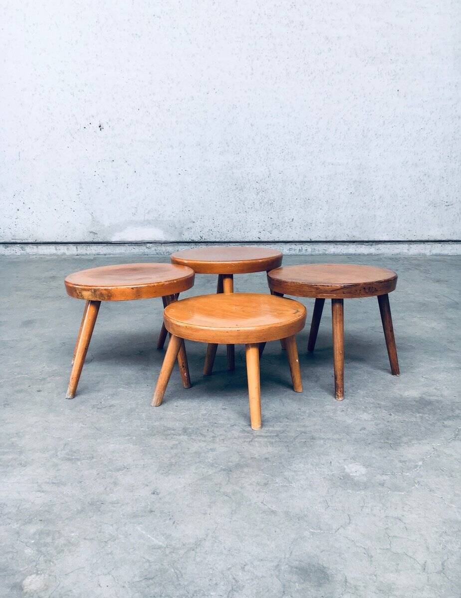 Mid-Century Low Side Table Set, Belgium, 1950s, Set of 4
