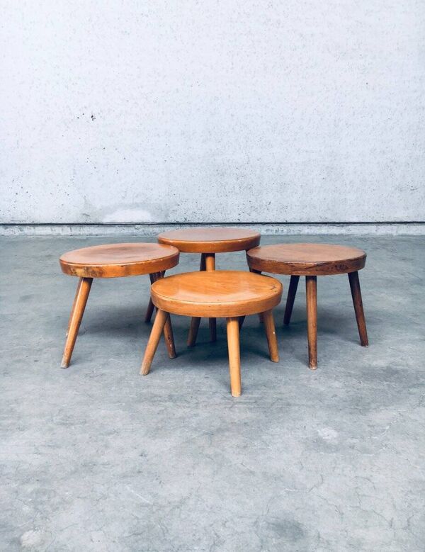 Mid-Century Low Side Table Set, Belgium, 1950s, Set of 4