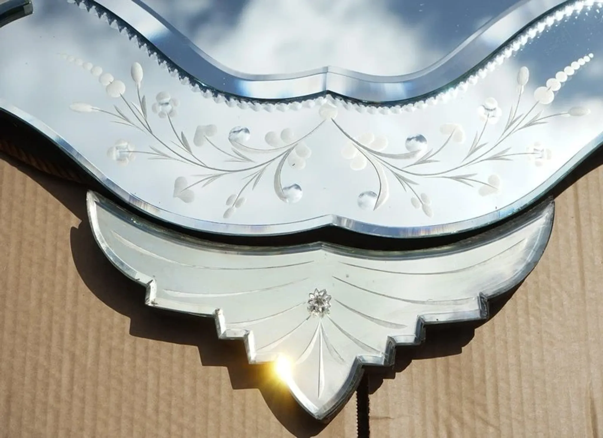 Antique Venetian Heart-Shaped Wall Mirror in Printed Glass, Italy, 1910s