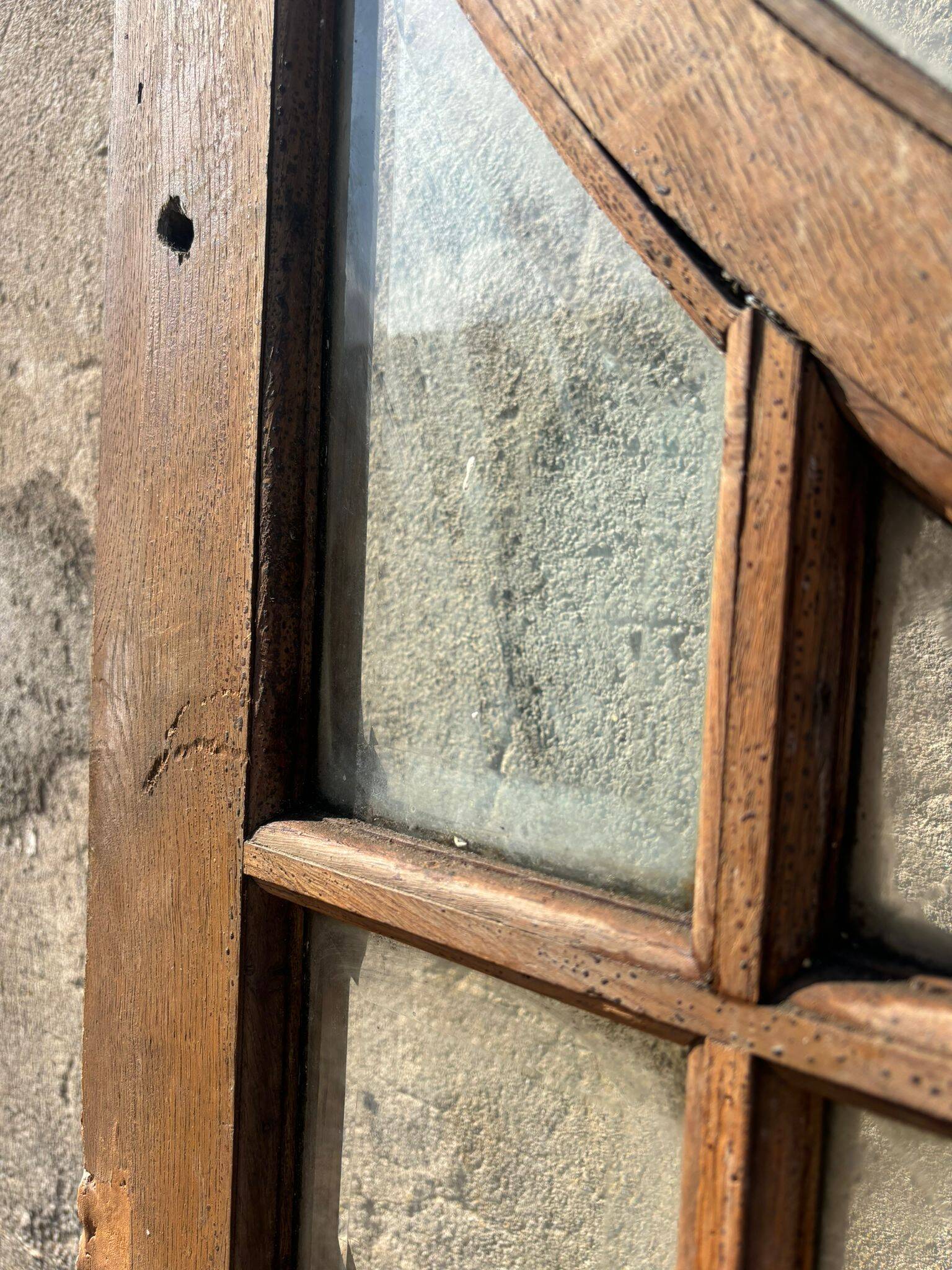 Single oak door with glass in the 19th/20th century