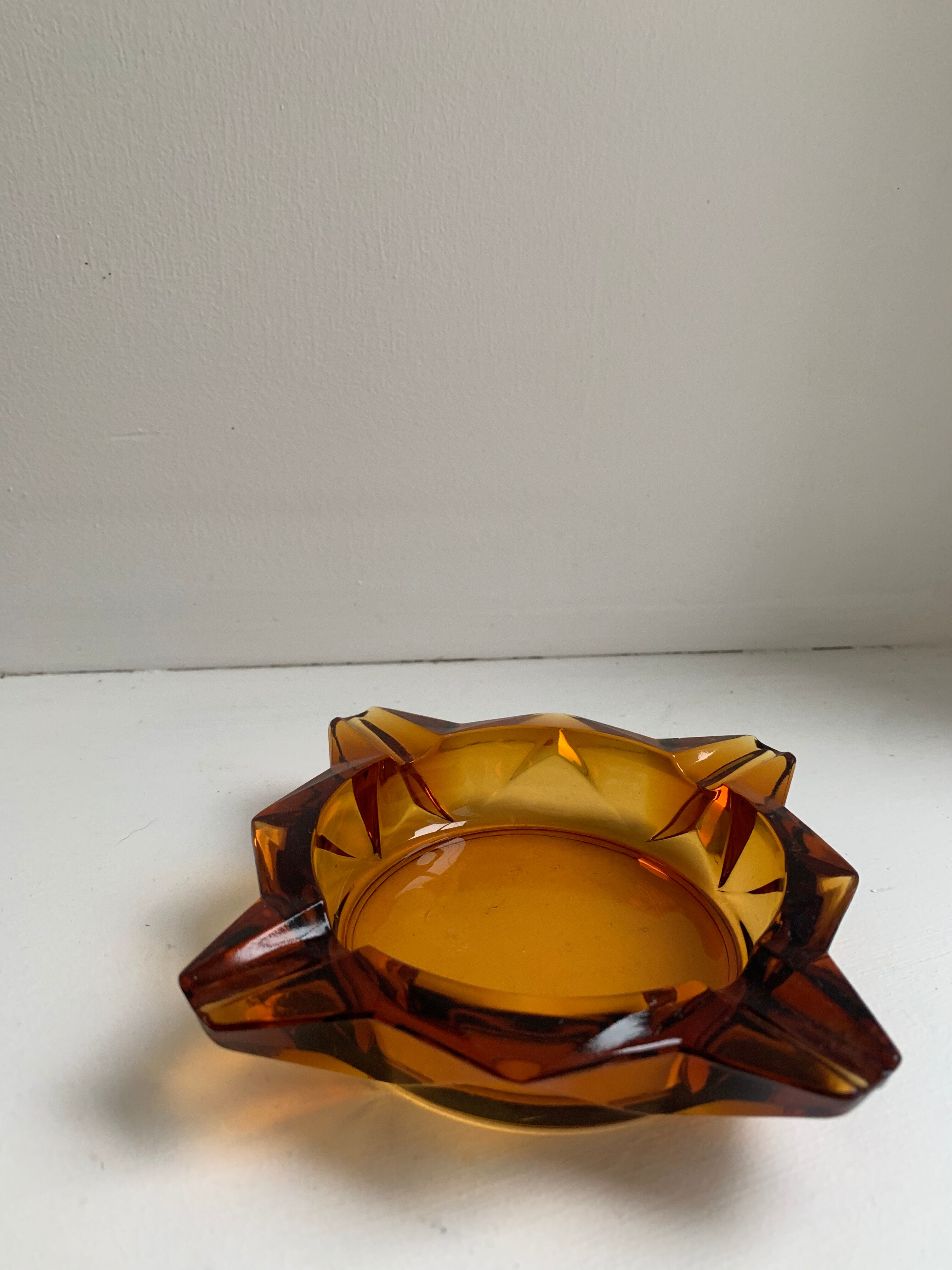 Orange smoked glass ashtray