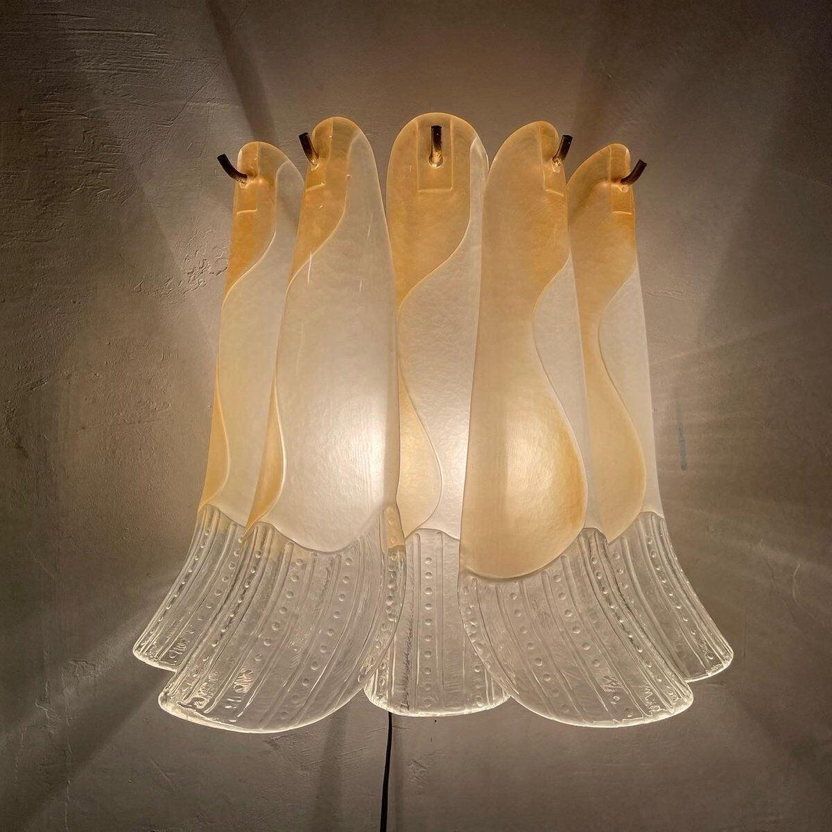 Mid-Century Italian Murano Glass Wall Lights, Set of 2
