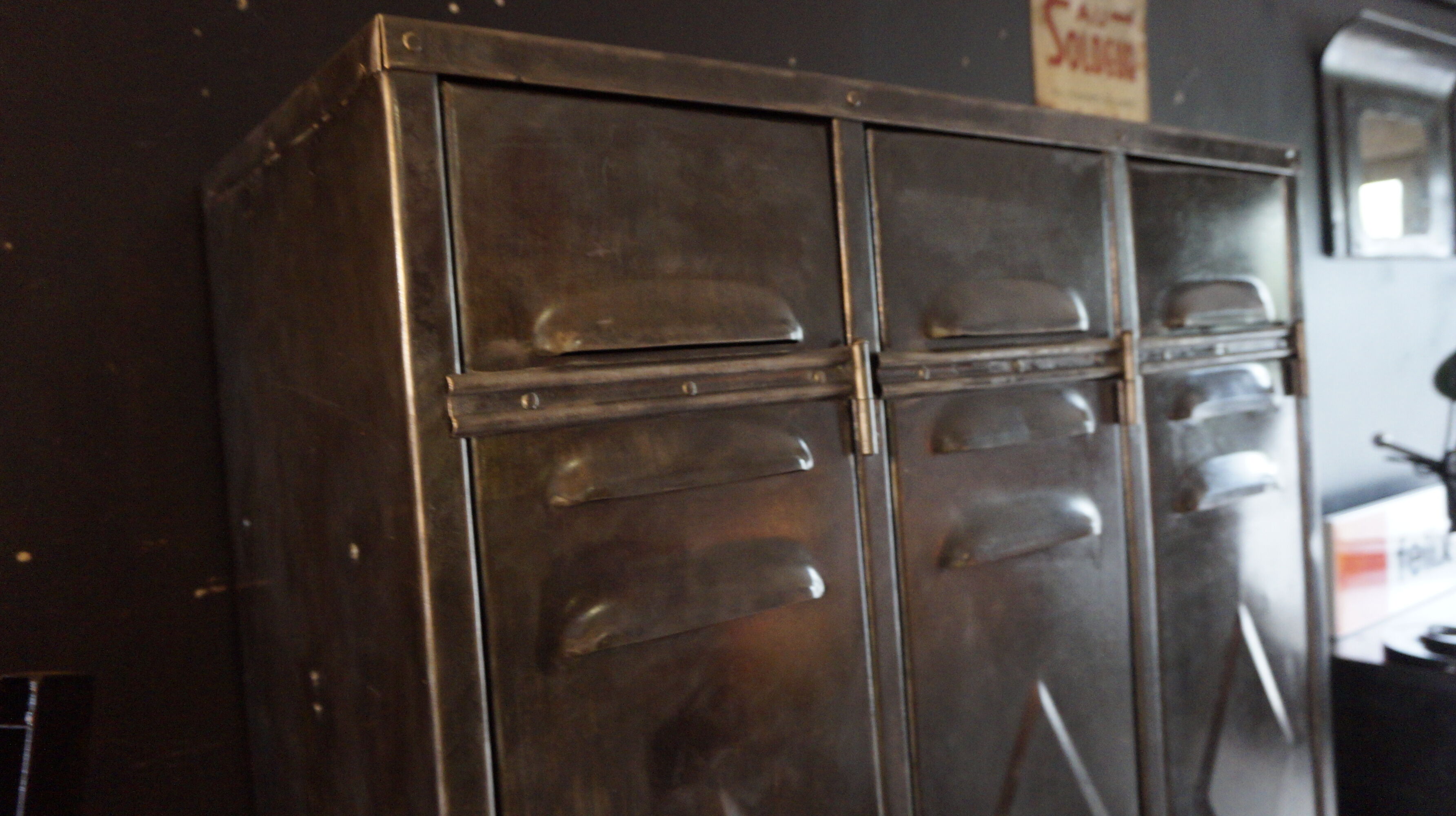 Industrial locker room three doors